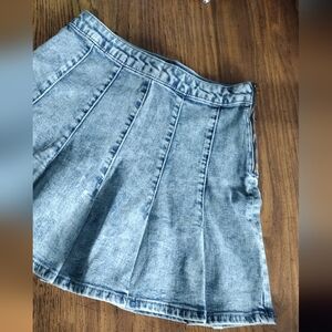 NWOT Denim Pleated Mini Skirt